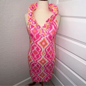 Gretchen Scott Designs Pink & Orange Ikat Halter Dress